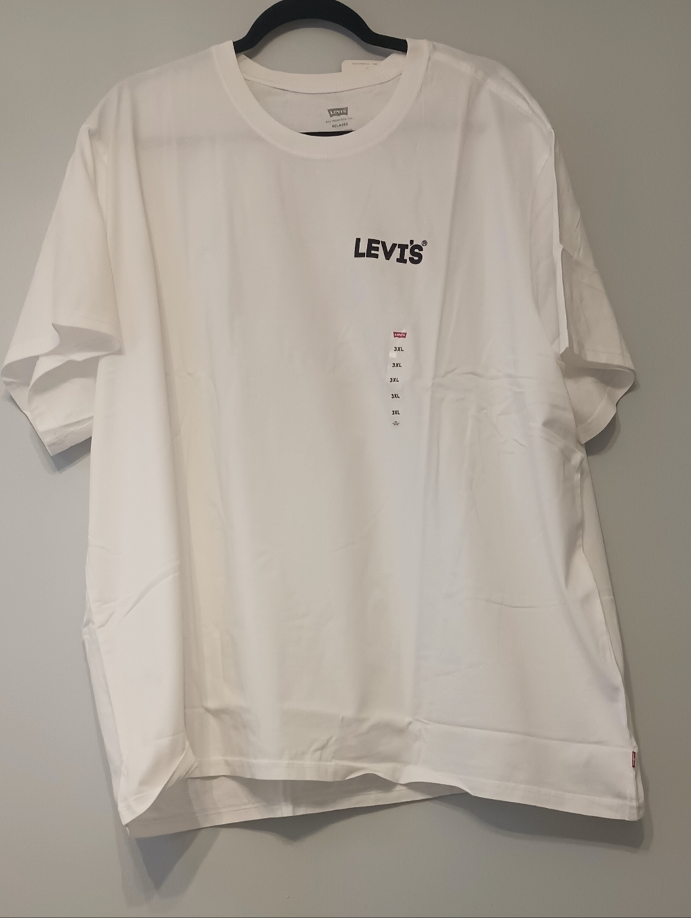 Men's Levi's White Crewneck T-Shirt with‎ Graphics On The Back 3XL